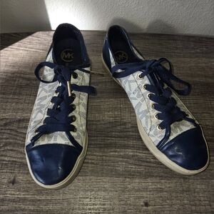 Michael Kors Women's Navy and White Sneakers, Faux Leather And Canvas, Size 8